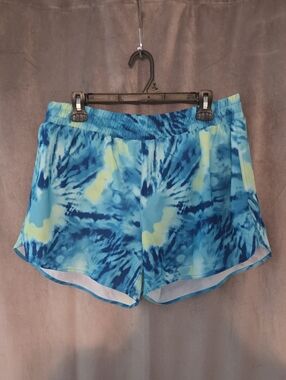 Athletic Works XL Blue & Yellow Tie-Dye Women's Athletic Shorts